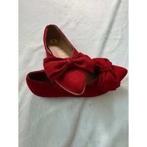 Dino de Faria Ashley Red Suede Bow Pointed Toe Flats Womens 9 EU 40 Portugal
